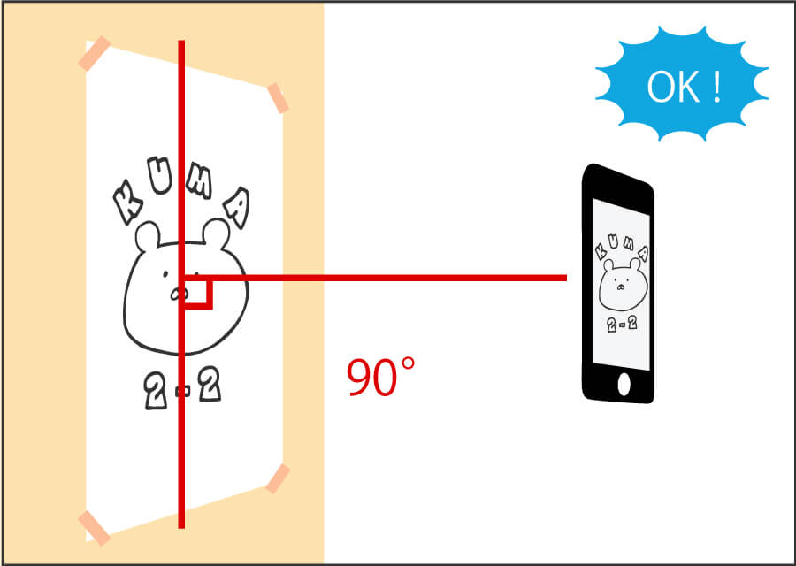 スマホとデザインは90°の角度で撮影する