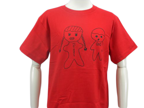 赤Tシャツに名前付きのデザインのゼミTシャツ前面