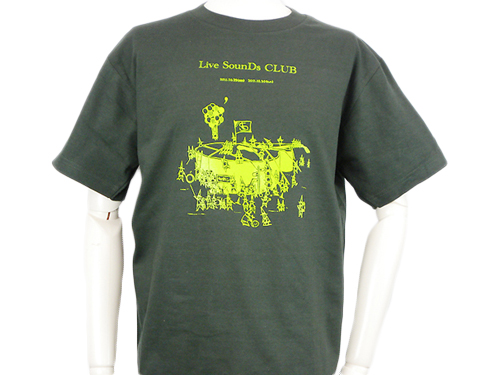 グレーTシャツにライブハウスのデザインのTシャツ前面